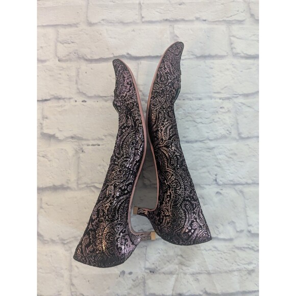 Irregular Choice Purple & Black  velvet Shimmer Print Pointed Heels Women 39.5 - Picture 5 of 12